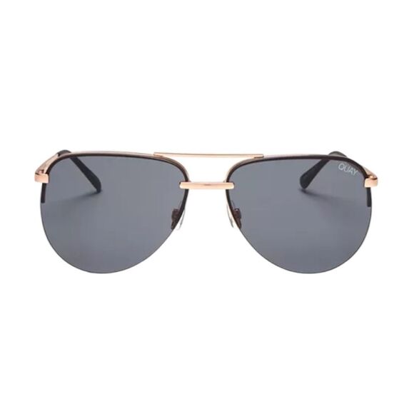 QUAY Playa Black and Gold Rimless Aviator Sunglasses NWT - Picture 1 of 10